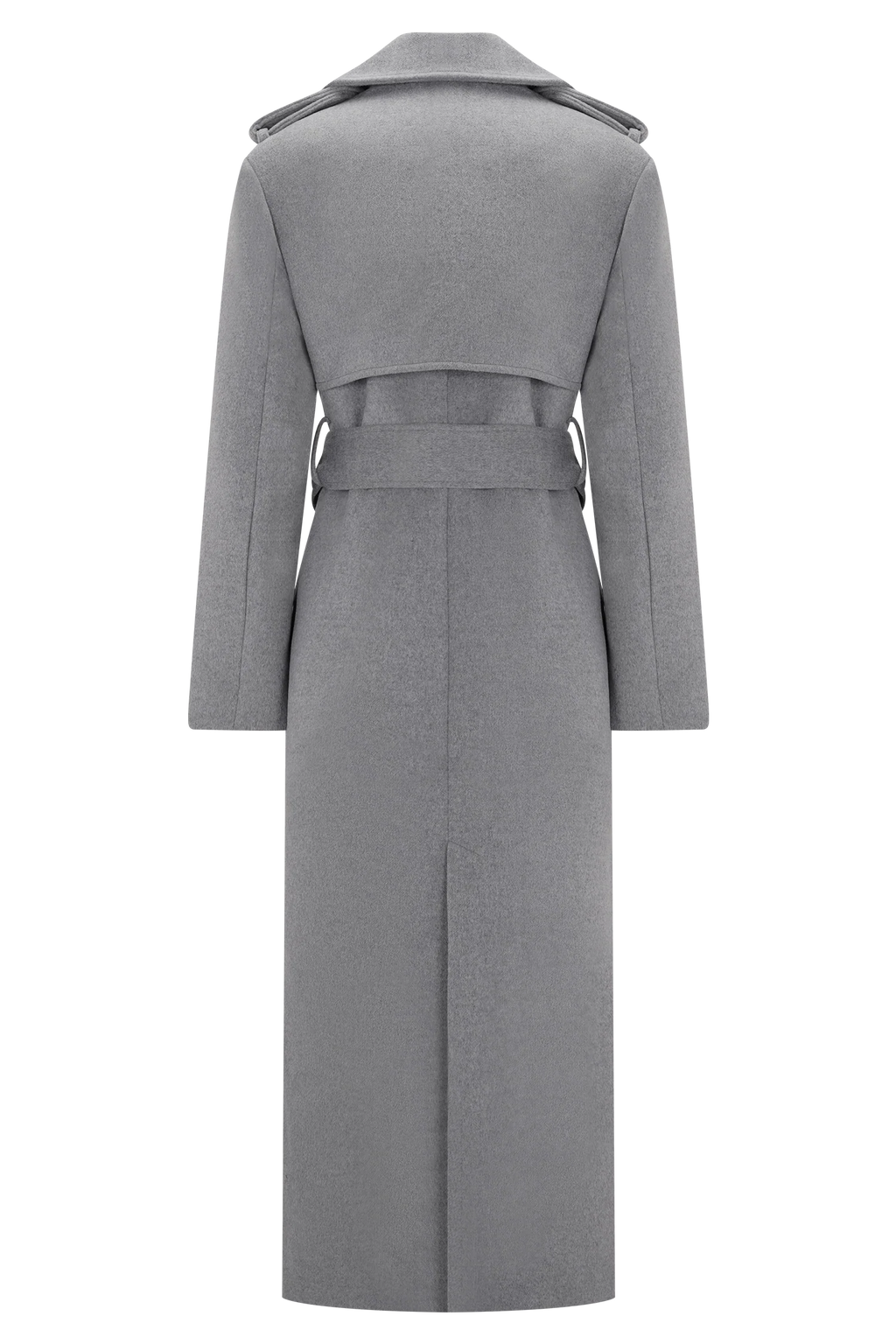 Levi Long Trench Wool Coat - Grey Marle