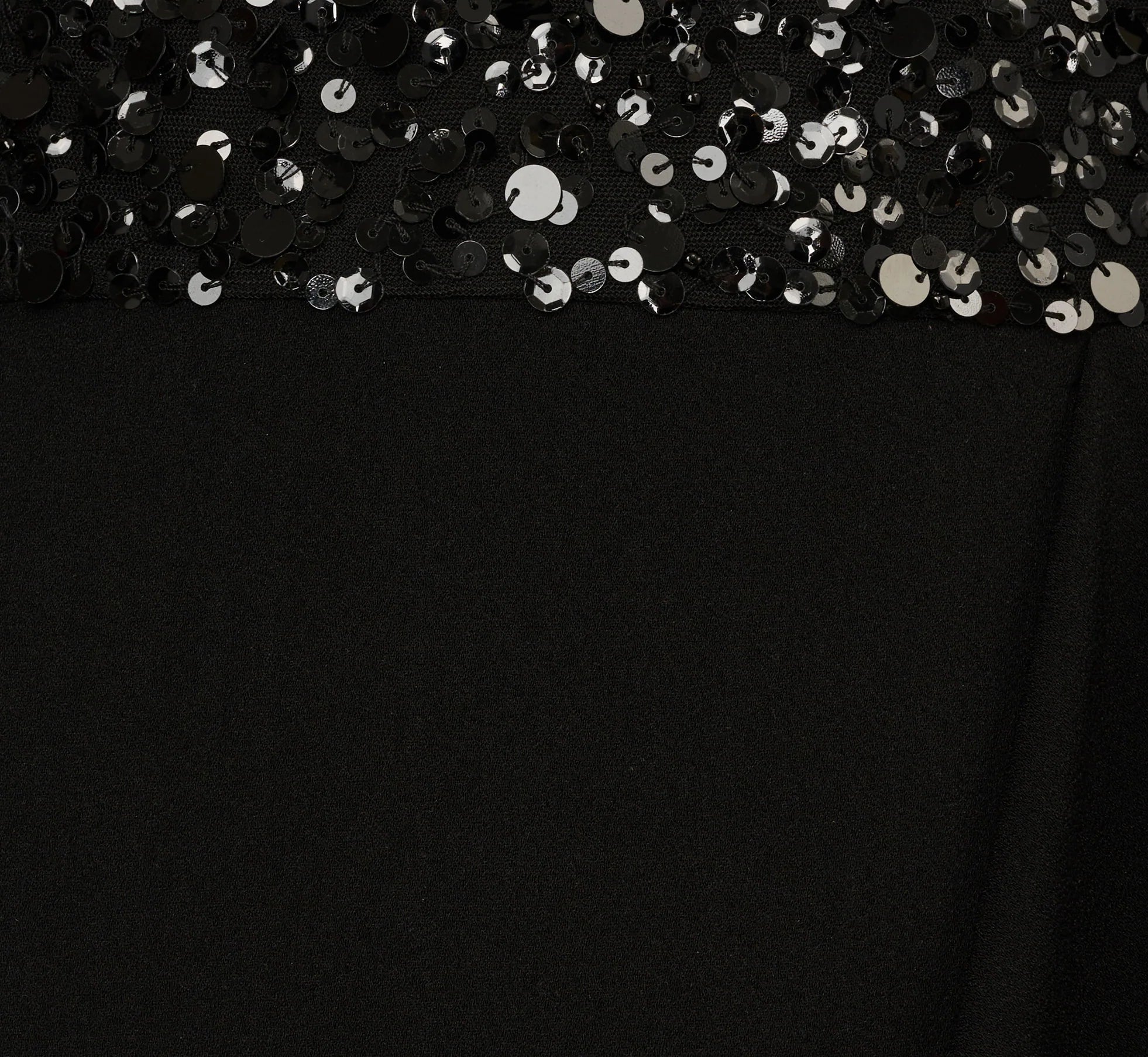 Strapless Sequin Ruffle Combo Gown In Black