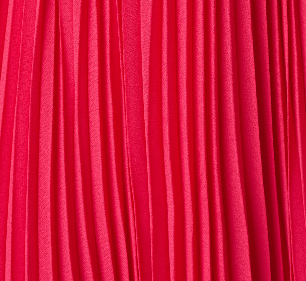 Pleated Chiffon Hardware Halter Gown In Pink Cherry