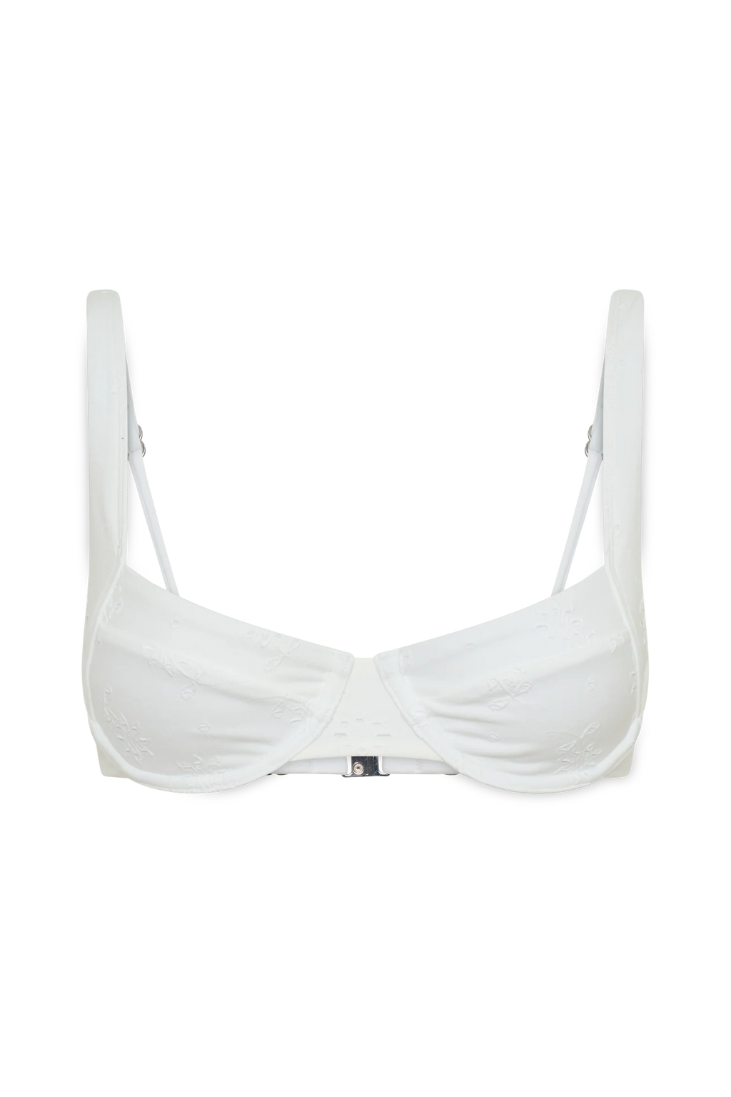 Abra Underwire Apex Bikini Top - White Textured Fabric