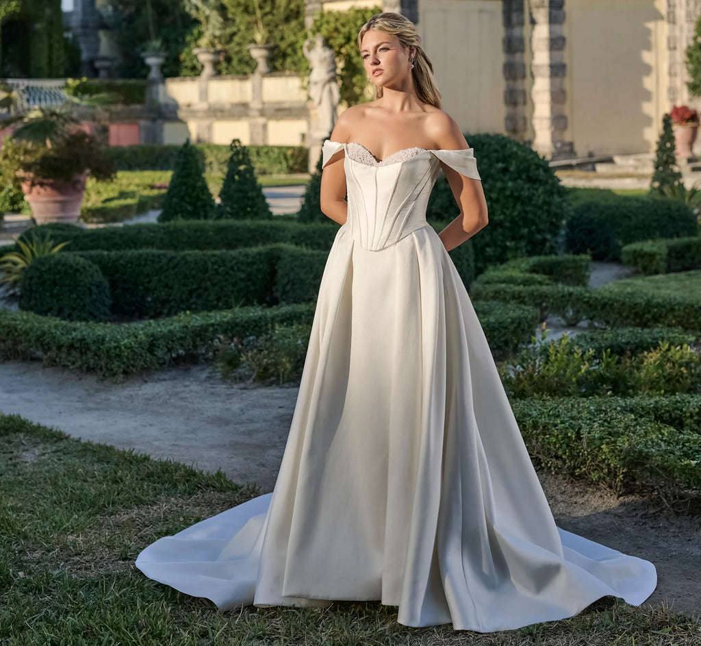 Pearl Embellished 2 piece gown in Ivory