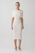 Zandie Cashmere Blend Knit Midi Dress - Ivory