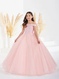 Rose Lace and Sparkle Tulle Off-The-Shoulder Gown