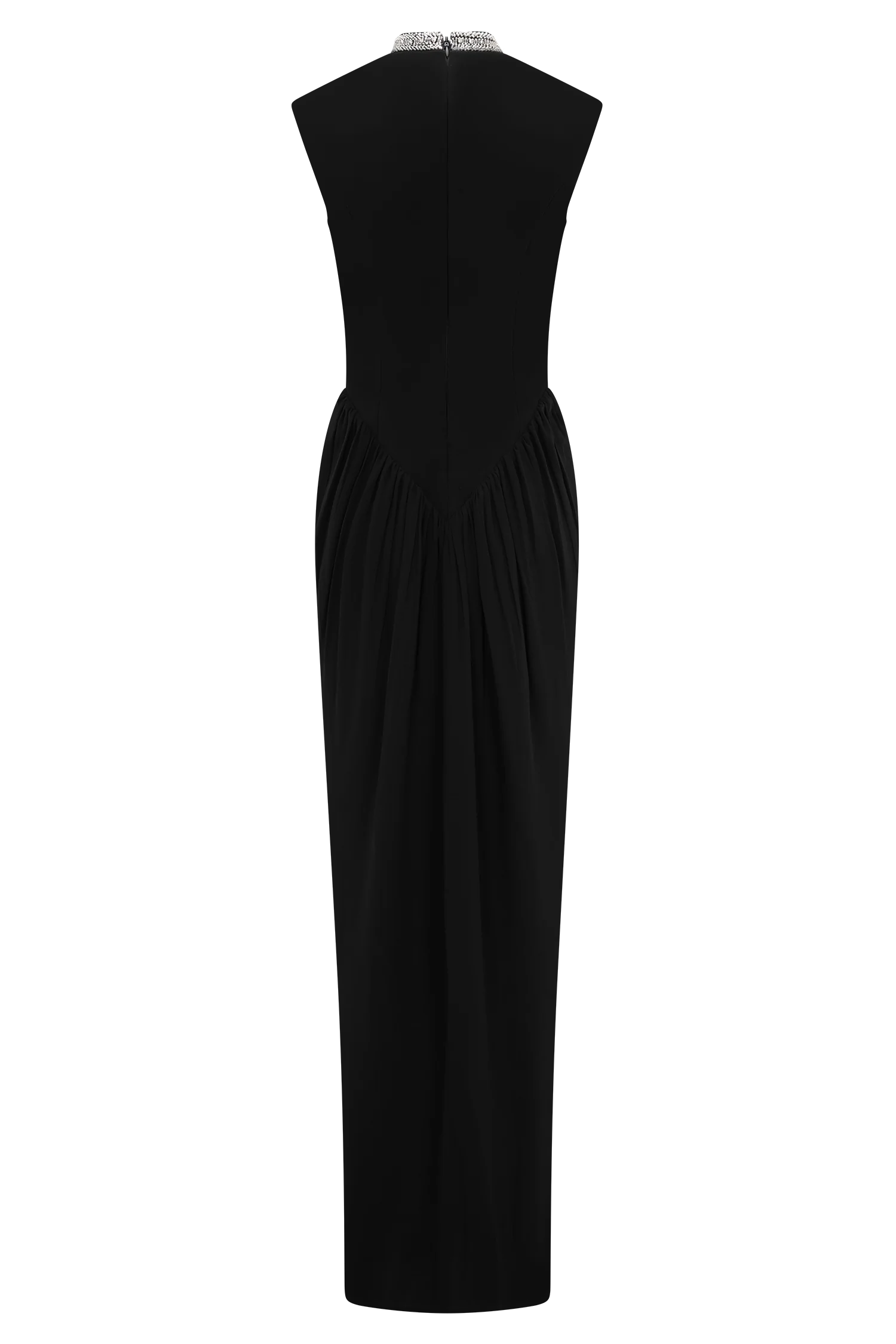 Elisa Diamante Neck Maxi Dress - Black