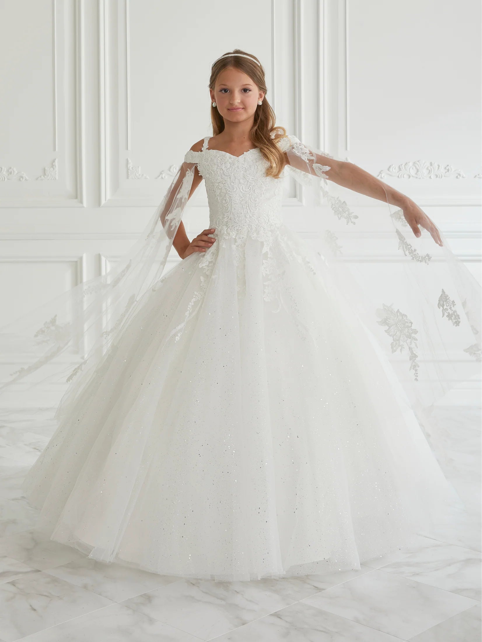 Lace and Tulle Off-The-Shoulder Gown