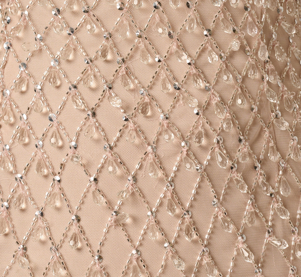 Diamond Beaded Mermaid Gown In Shell