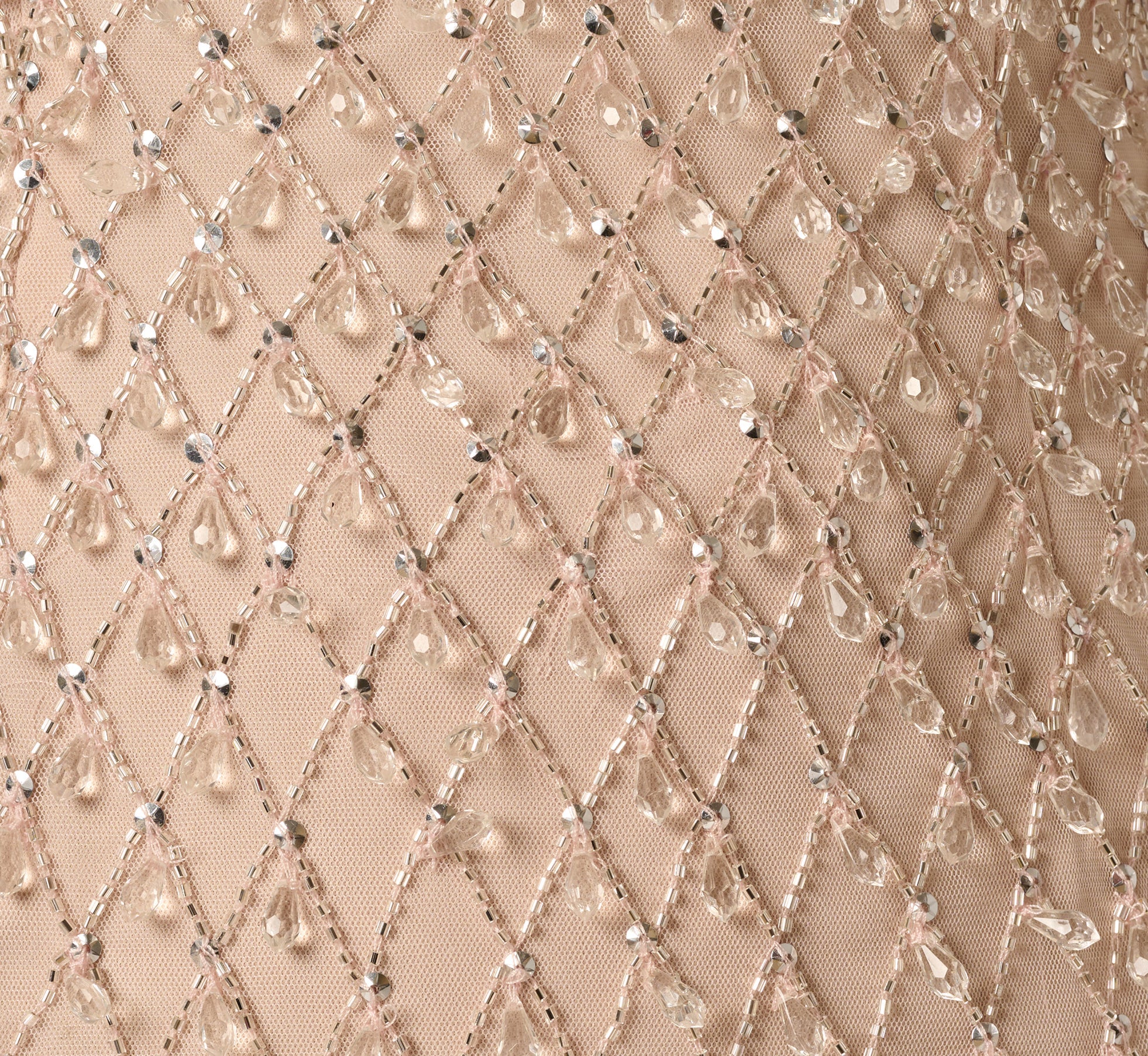 Diamond Beaded Mermaid Gown In Shell