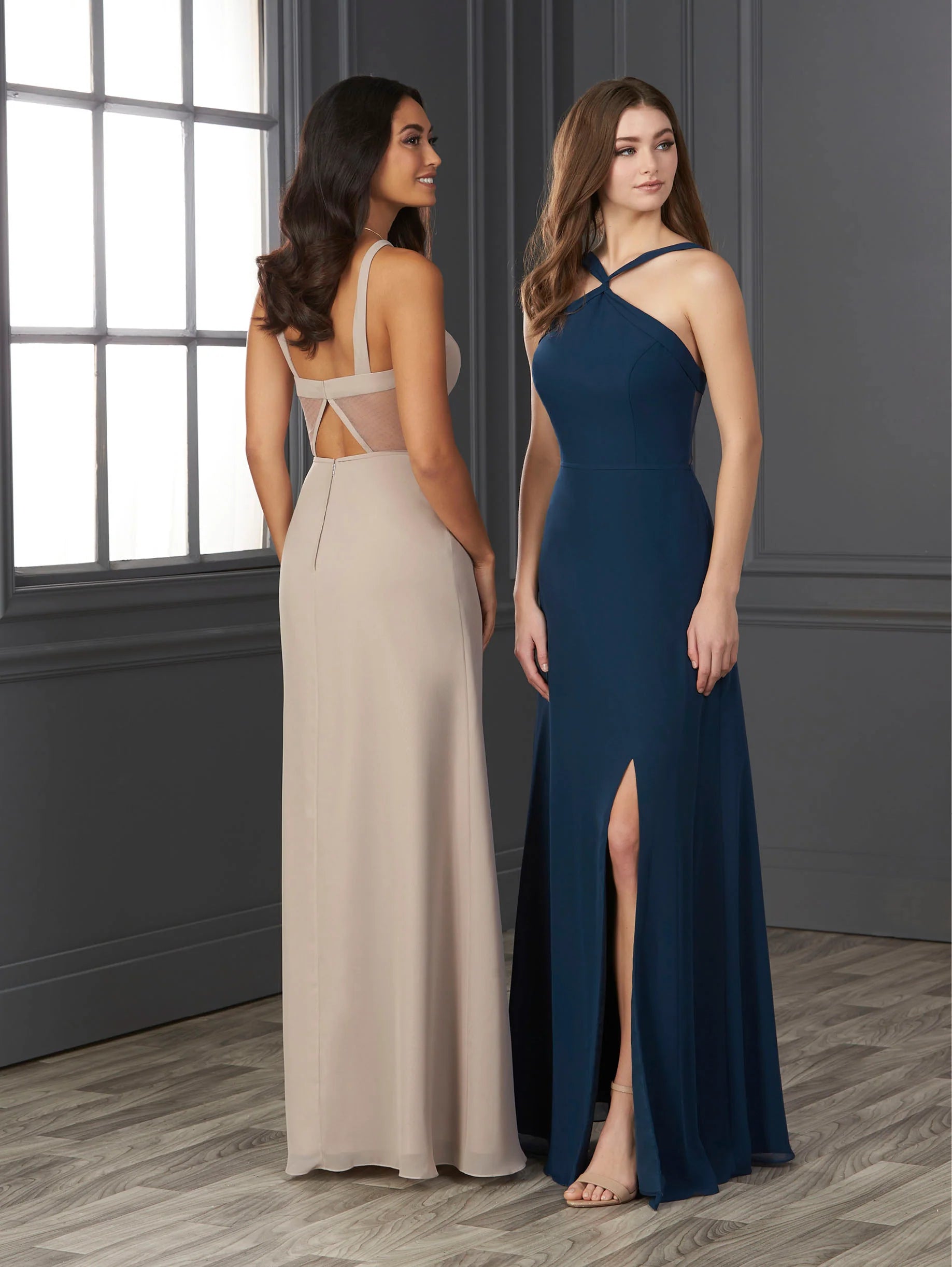 Chiffon and Tulle Halter A-Line Gown