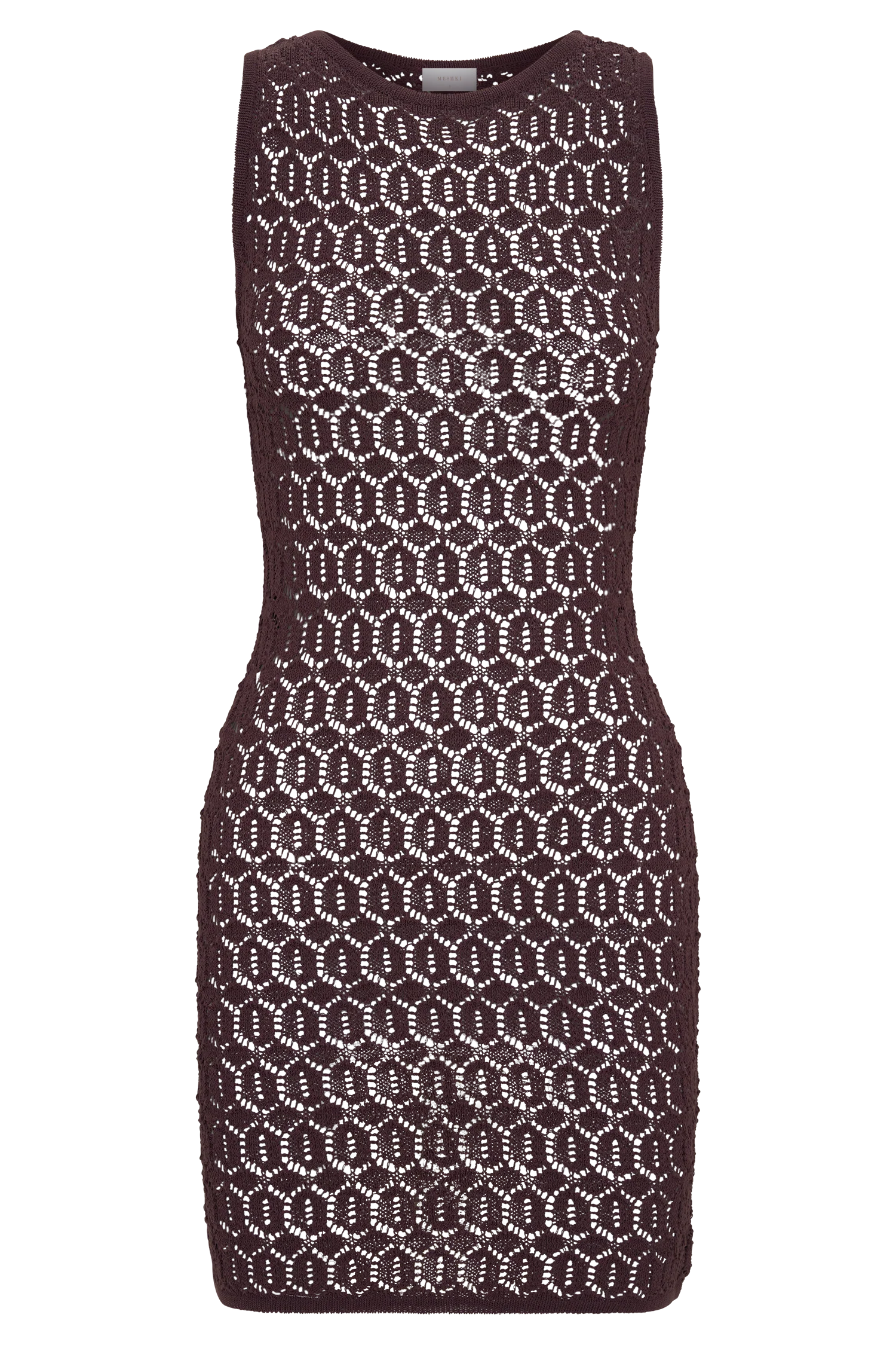Cherly Knit Crochet Mini Dress - Chocolate