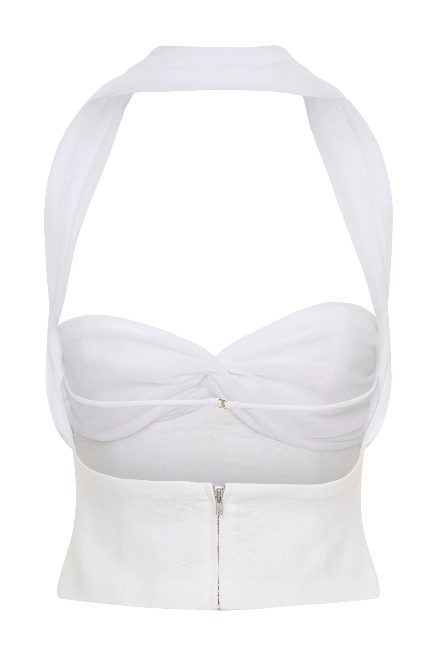Talia Chiffon And Linen Halter Top - White