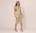 Beaded Fringe Dress In Platinum