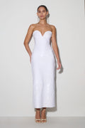 Maisie Strapless Sequin Midi Dress - White