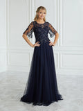 Hand-Beaded Illusion A-Line Gown