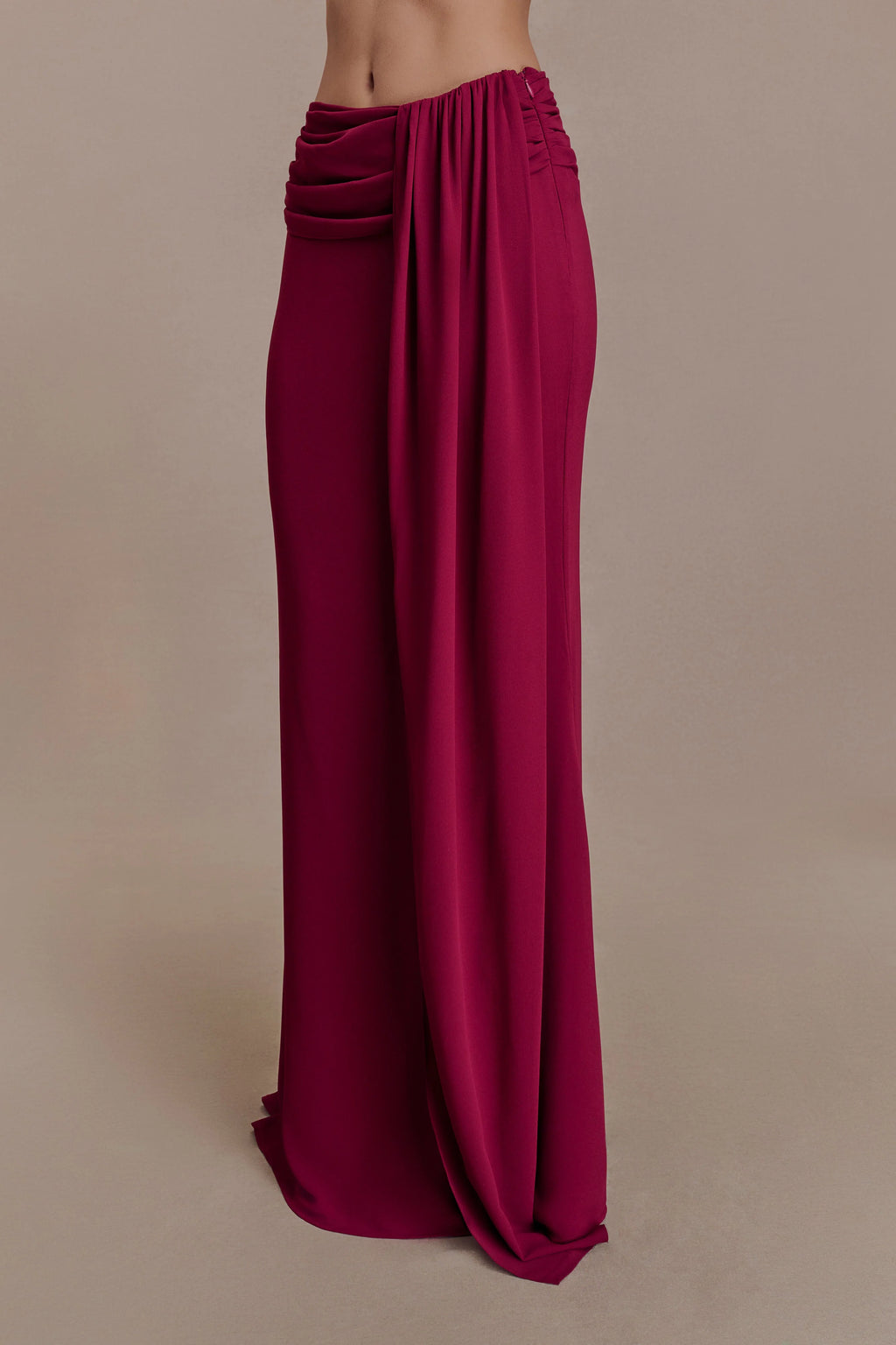 Celina Chiffon Overlay Maxi Skirt - Cherry Red