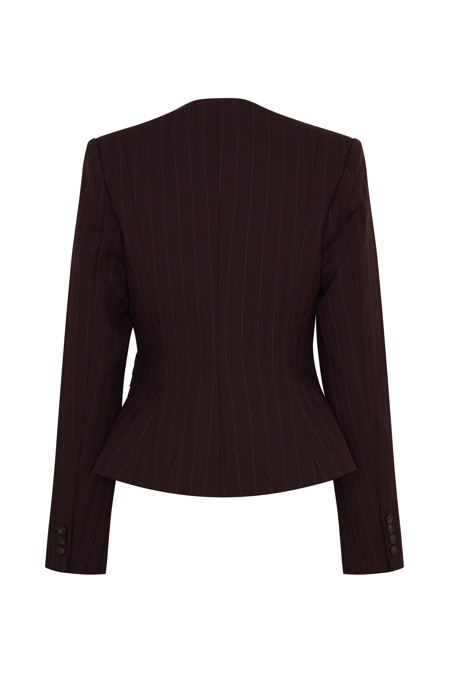 Agatha Square Neck Blazer - Plum Pinstripe