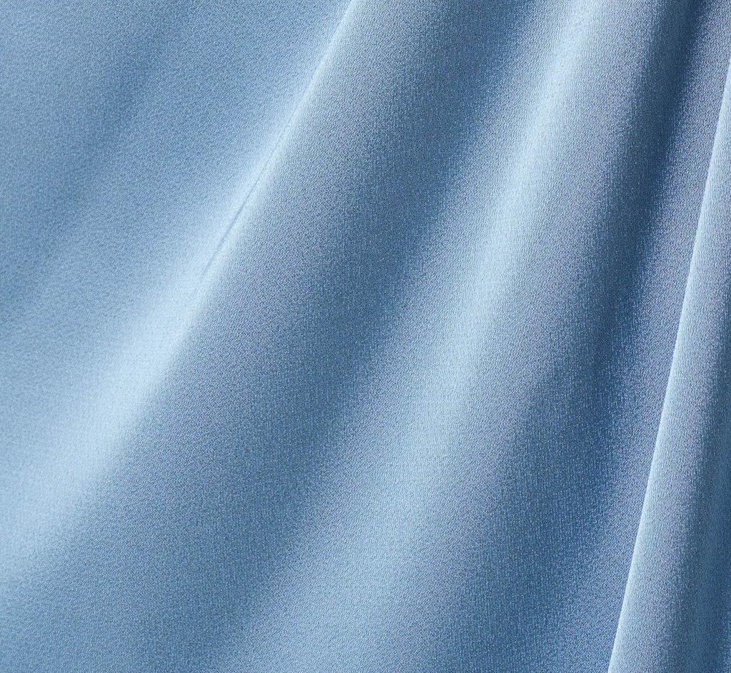 Crepe Back Satin One Shoulder Long Dress In Blue Cloud