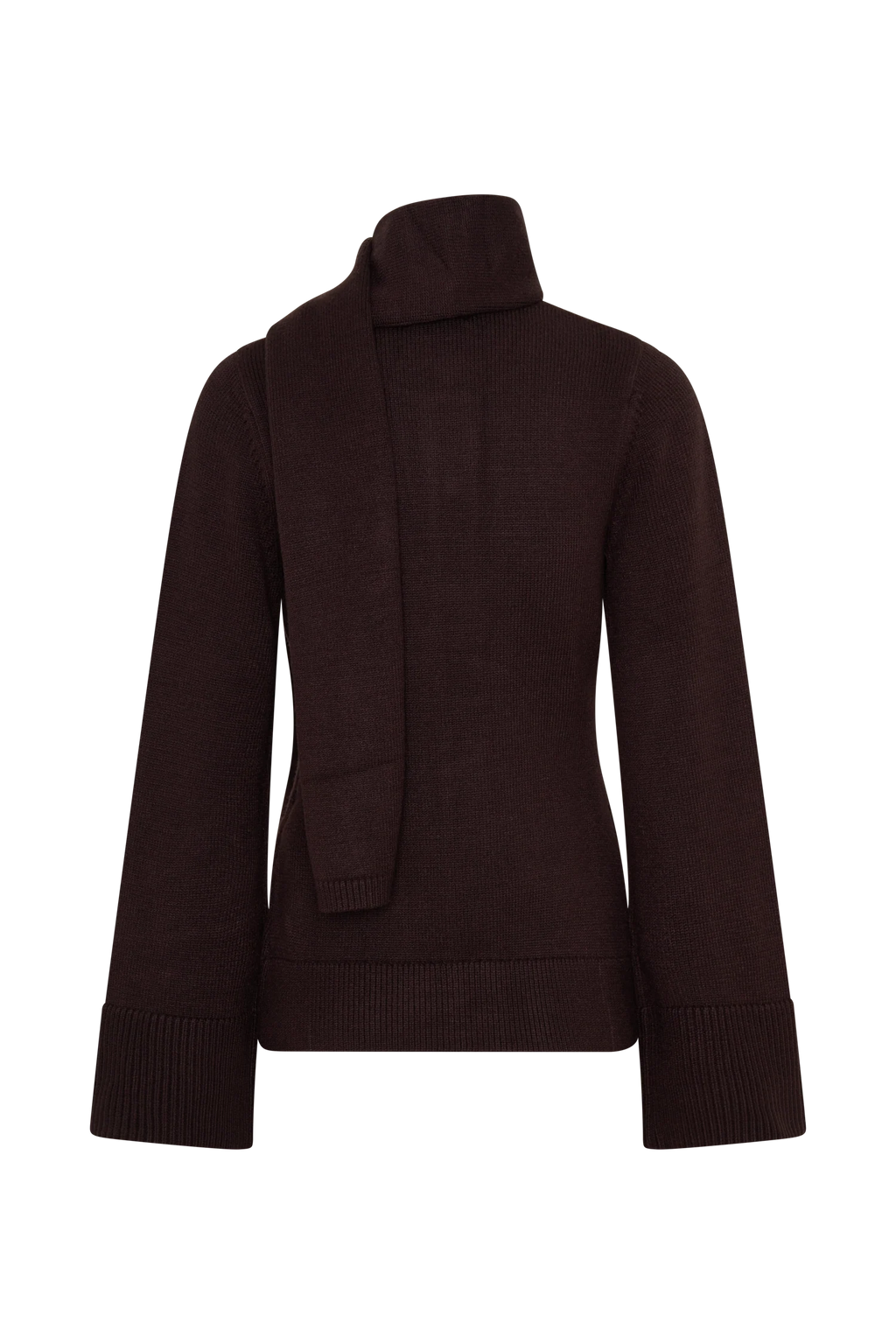 Lara Knit Cardigan With Scarf - Chocolate