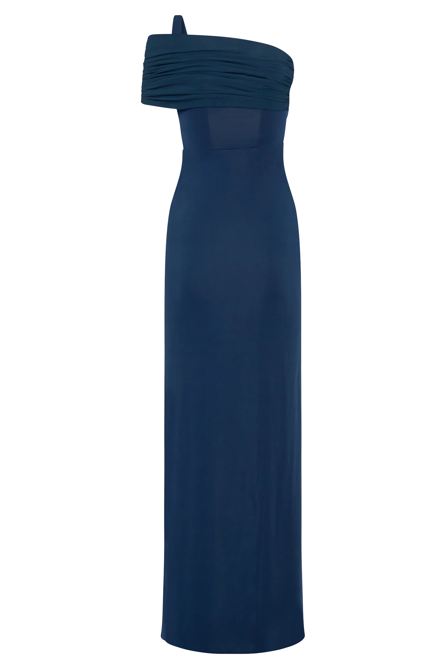 Hanh One Shoulder Mesh Maxi Dress - Ink Blue