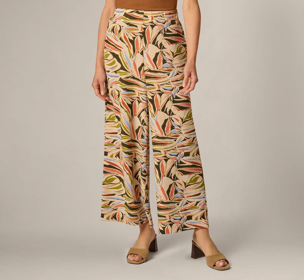 Wide Leg Airflow Crinkle Pant In Watercolor Leaf