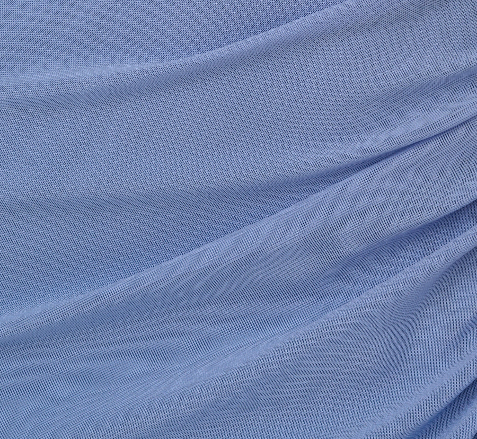 Sleeveless Mesh Gathered And Draped Gown In French Blue