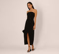 Strapless Knit Crepe Blazer Midi Dress In Black
