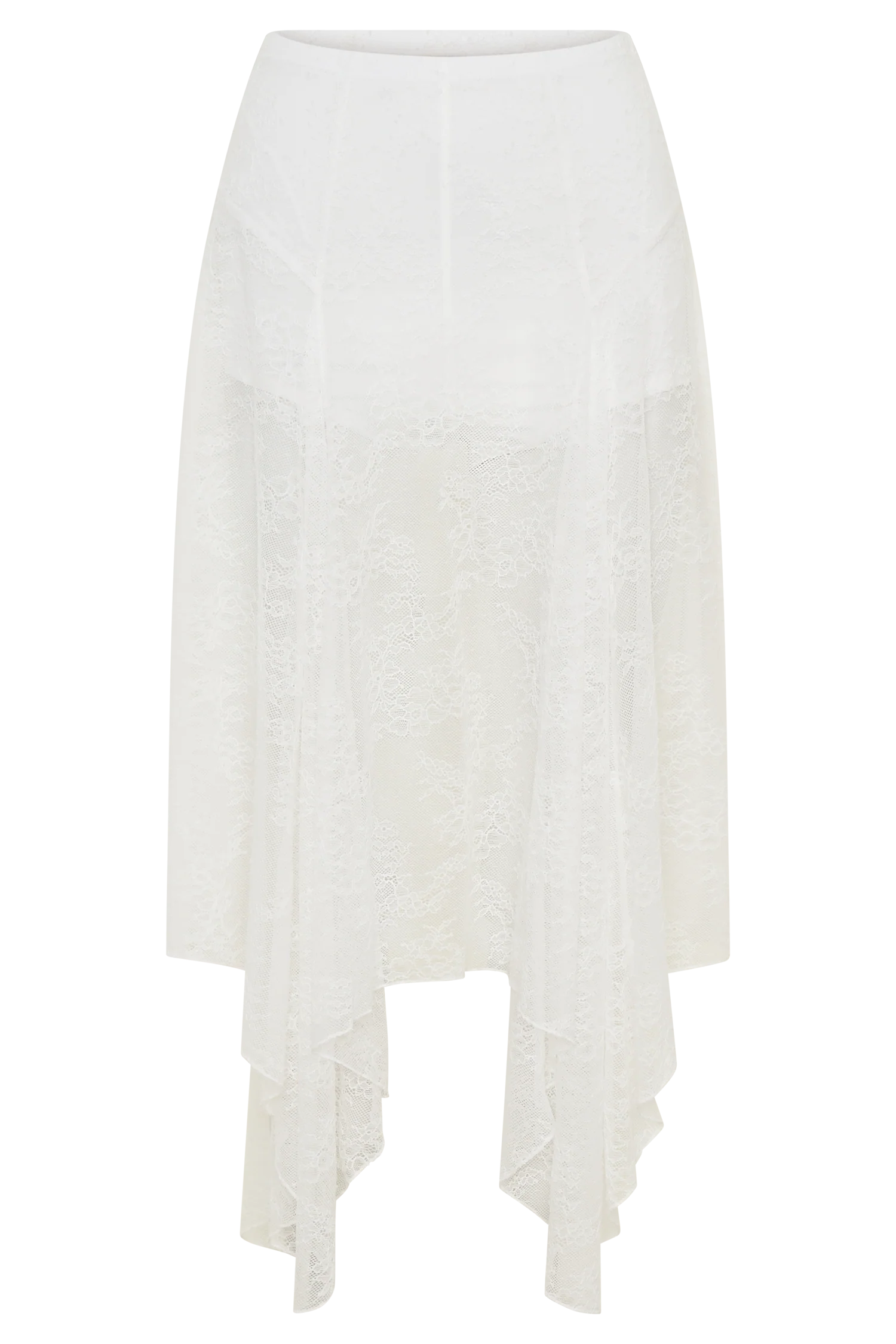 Haime Lace Hankie Midi Skirt - Ivory