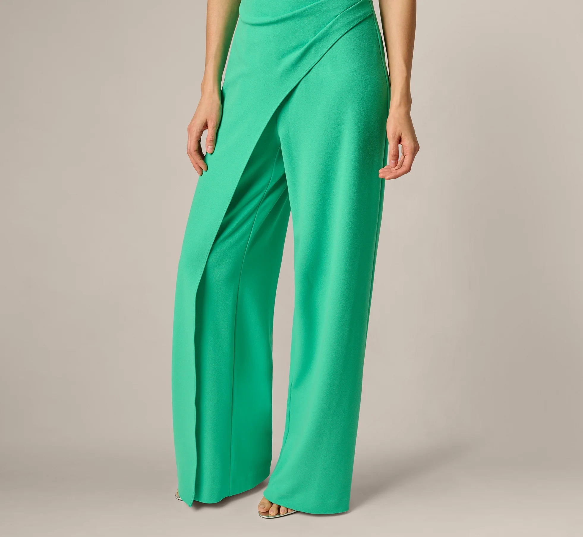 3D Floral Stretch Halter Jumpsuit In Flora Green