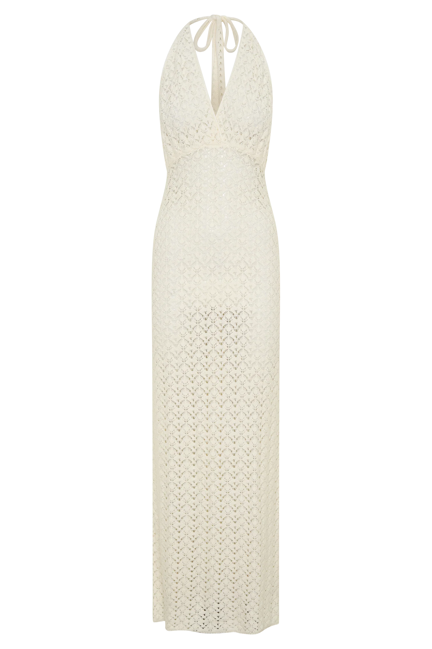 Deeliah Halterneck Crochet Maxi Dress -  Ivory