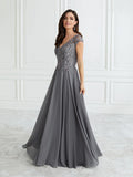 Embroidered Lace and Chiffon A-Line Gown