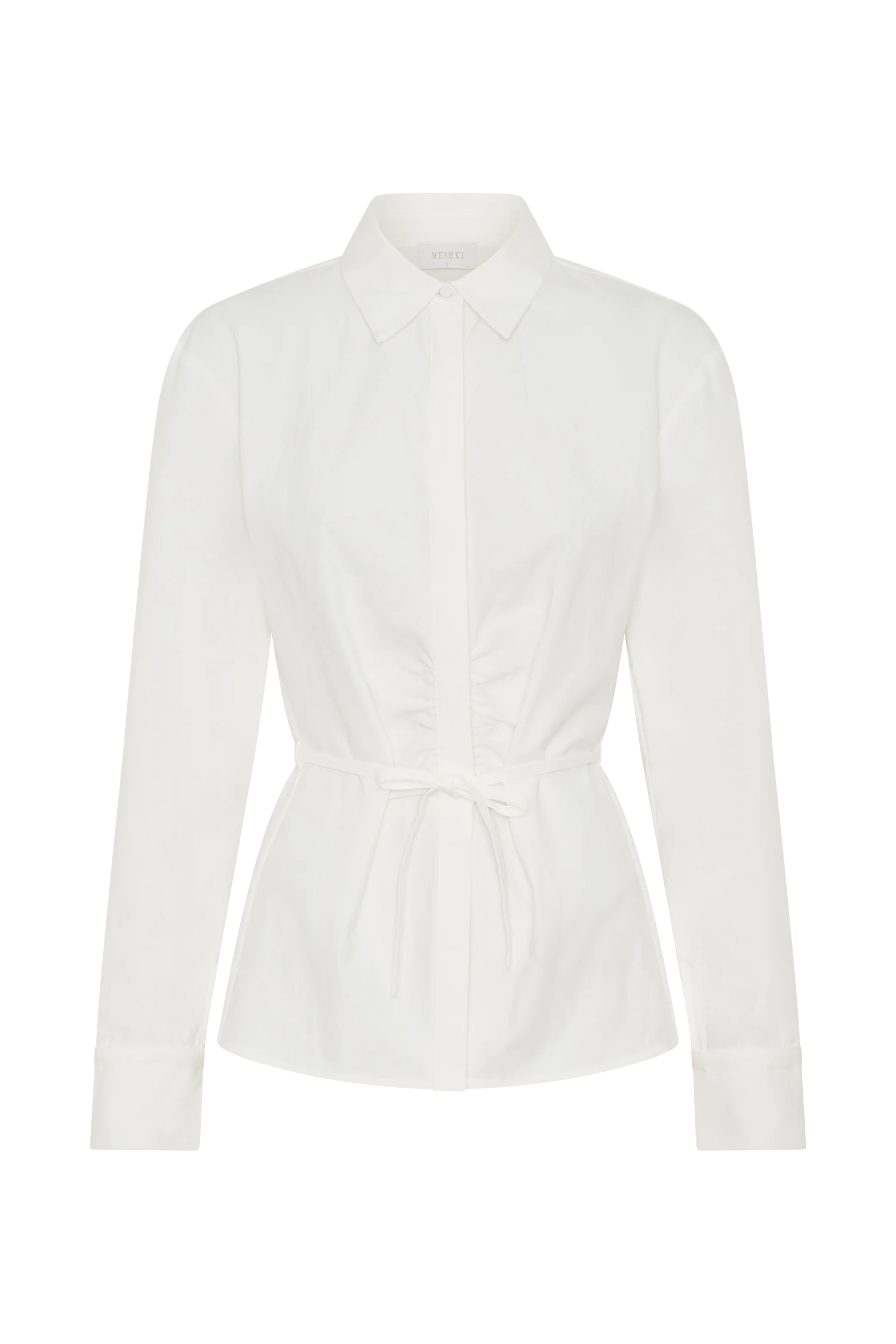 Millie Tie Back Cotton Shirt - White