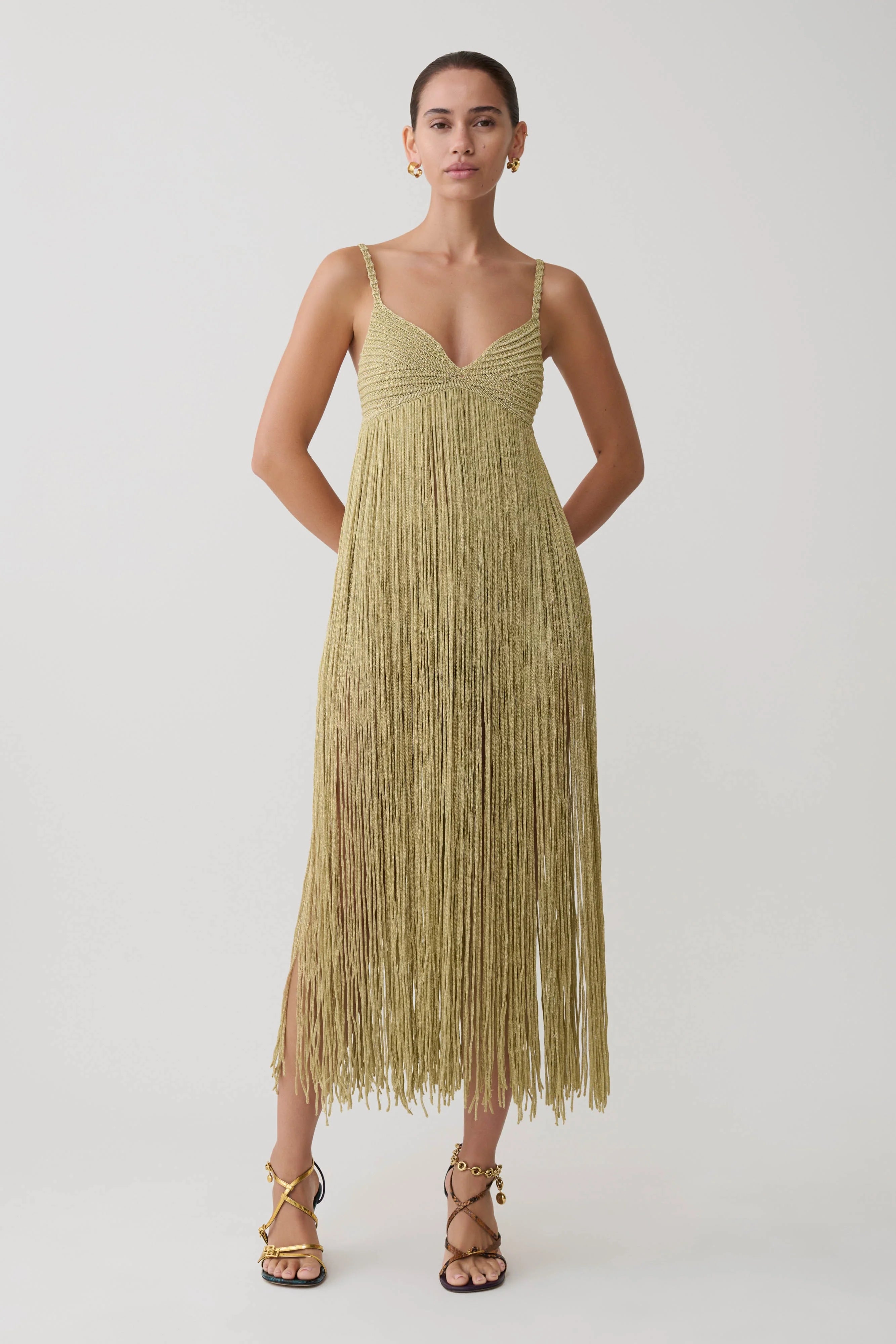 Renee Lurex Crochet Maxi Dress - Gold