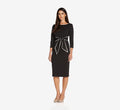 Knit Crepe Tie Dress In Black Ivory