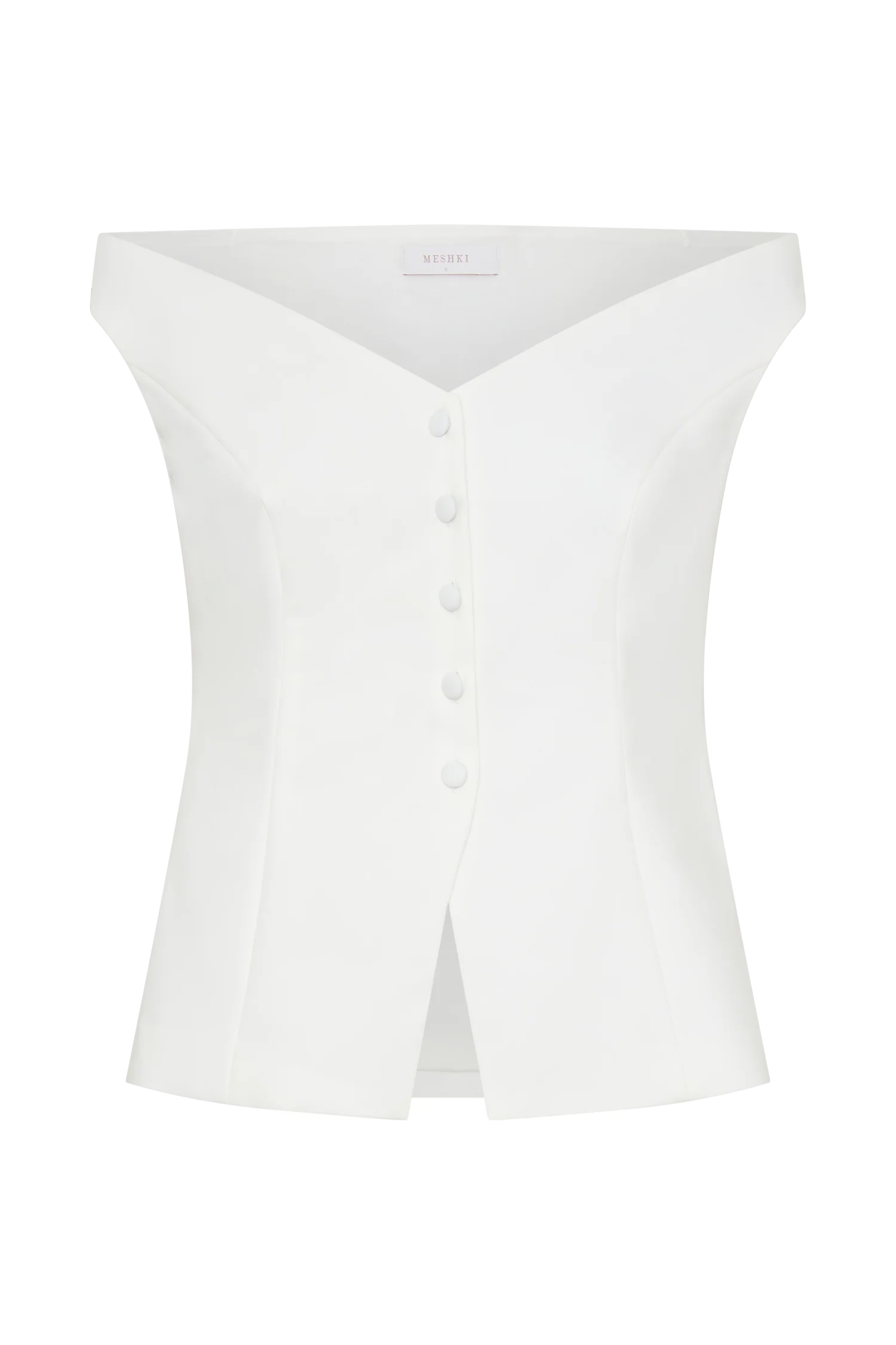 Billie Off Shoulder Sleeveless Button Top - White
