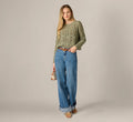 Long Sleeve Open Crochet Sweater In Sage Moss