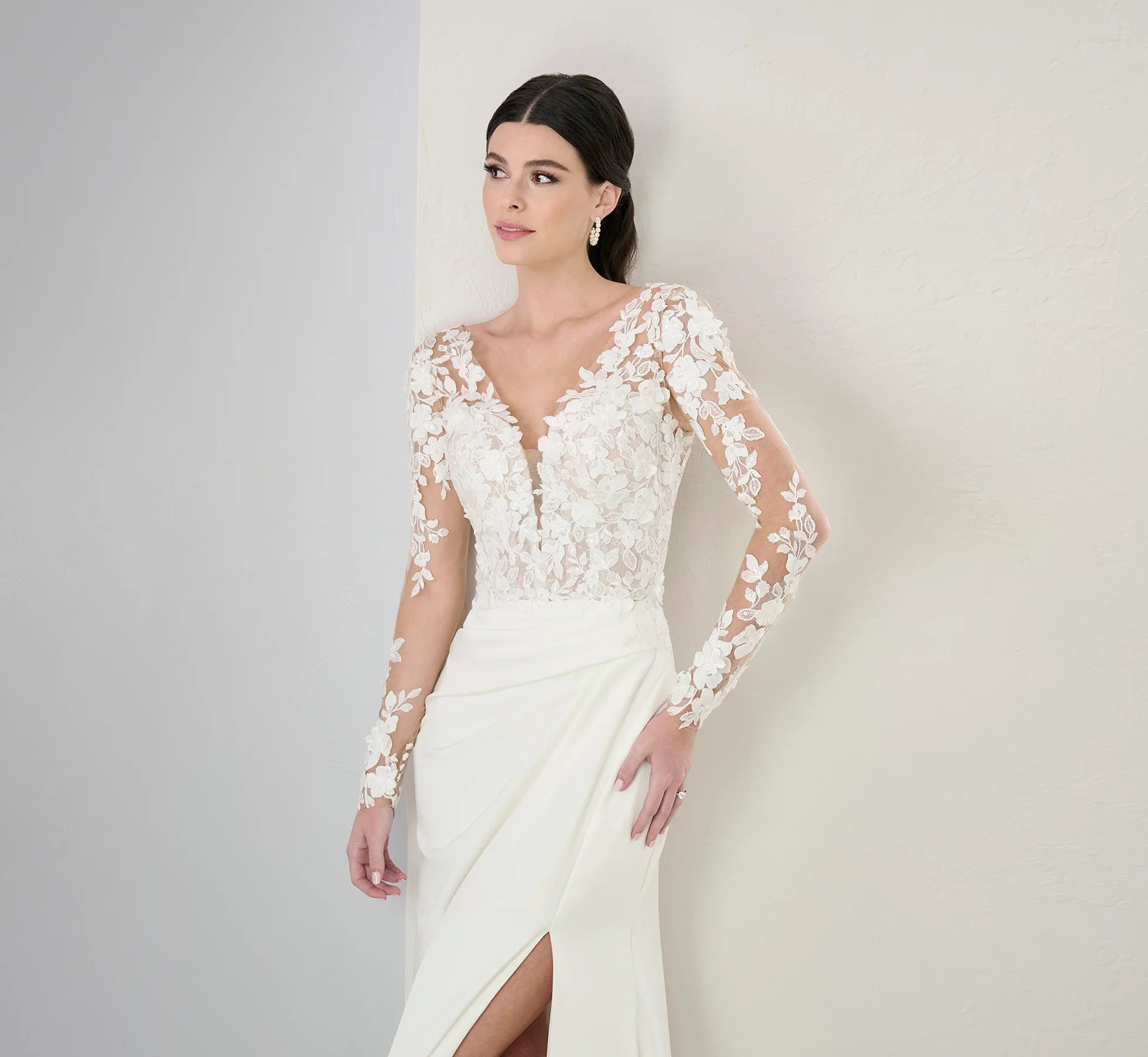 Stretch Matte Charmeuse Gown In Ivory Nude