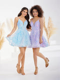 Liquid Sequin and Tulle Short A-Line Dress