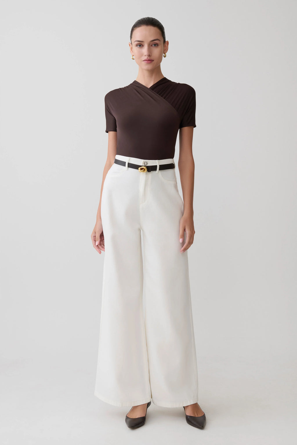 Shae Wide Leg Denim Jeans - White