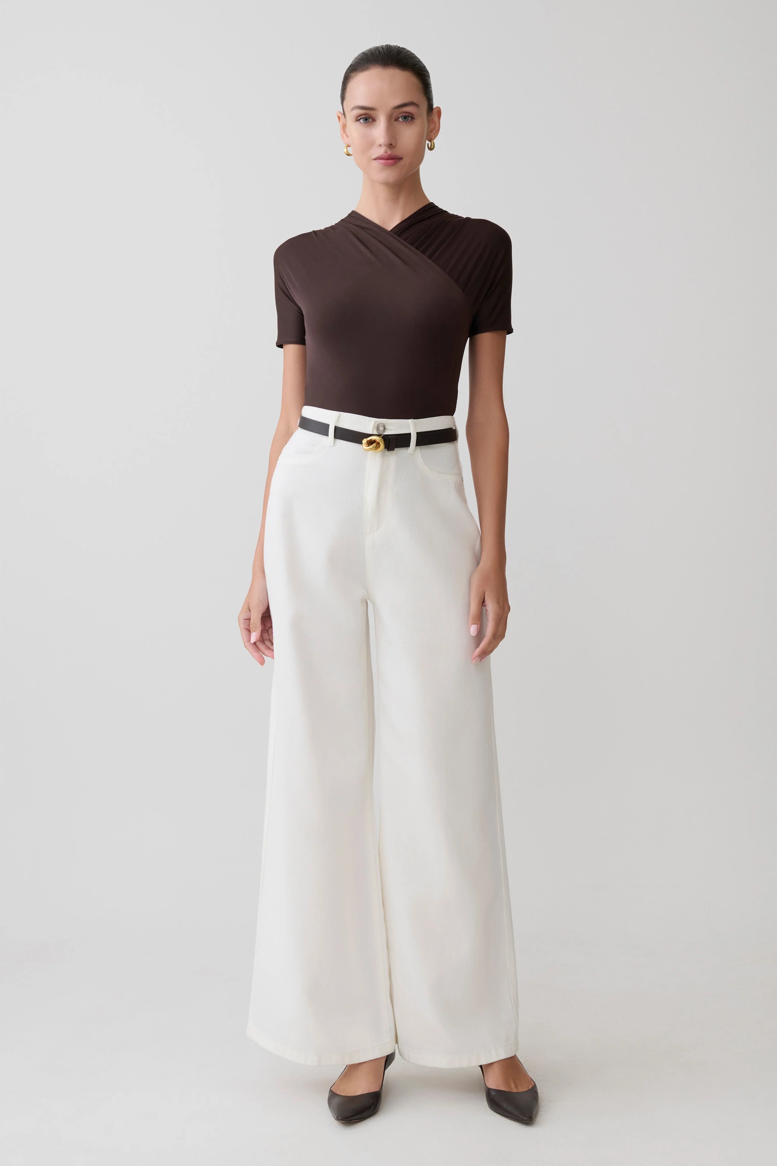 Shae Wide Leg Denim Jeans - White