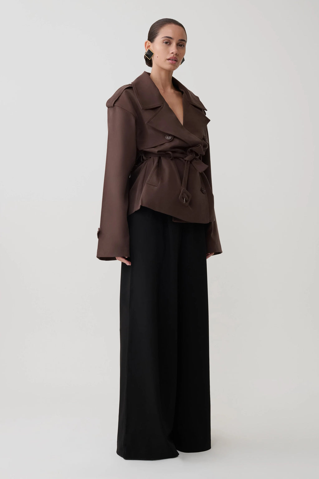 Alden Short Trench Jacket - Chocolate
