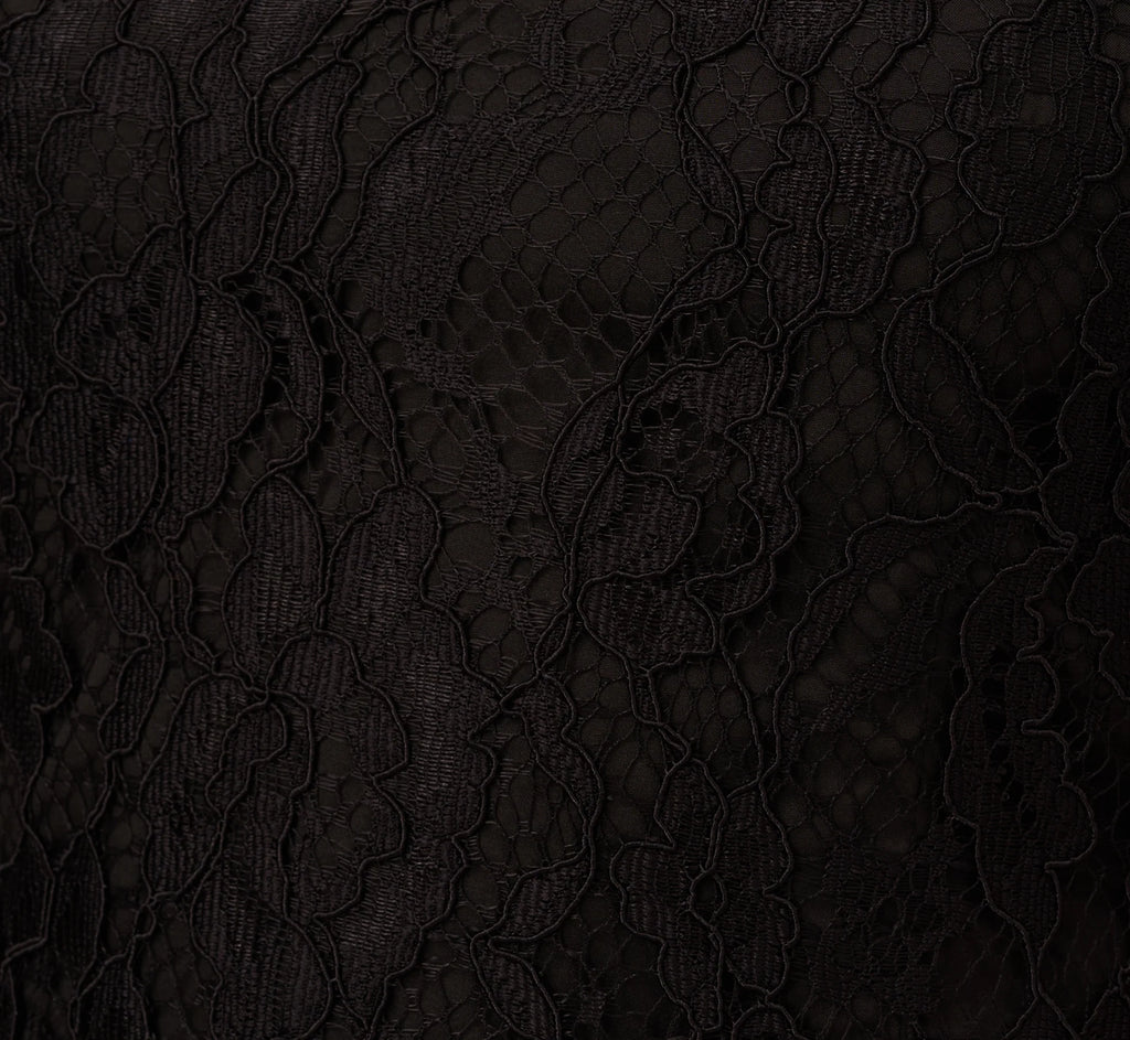 Floral Lace And Feather Trimmed Short Sheath Cocktail Dress In Black