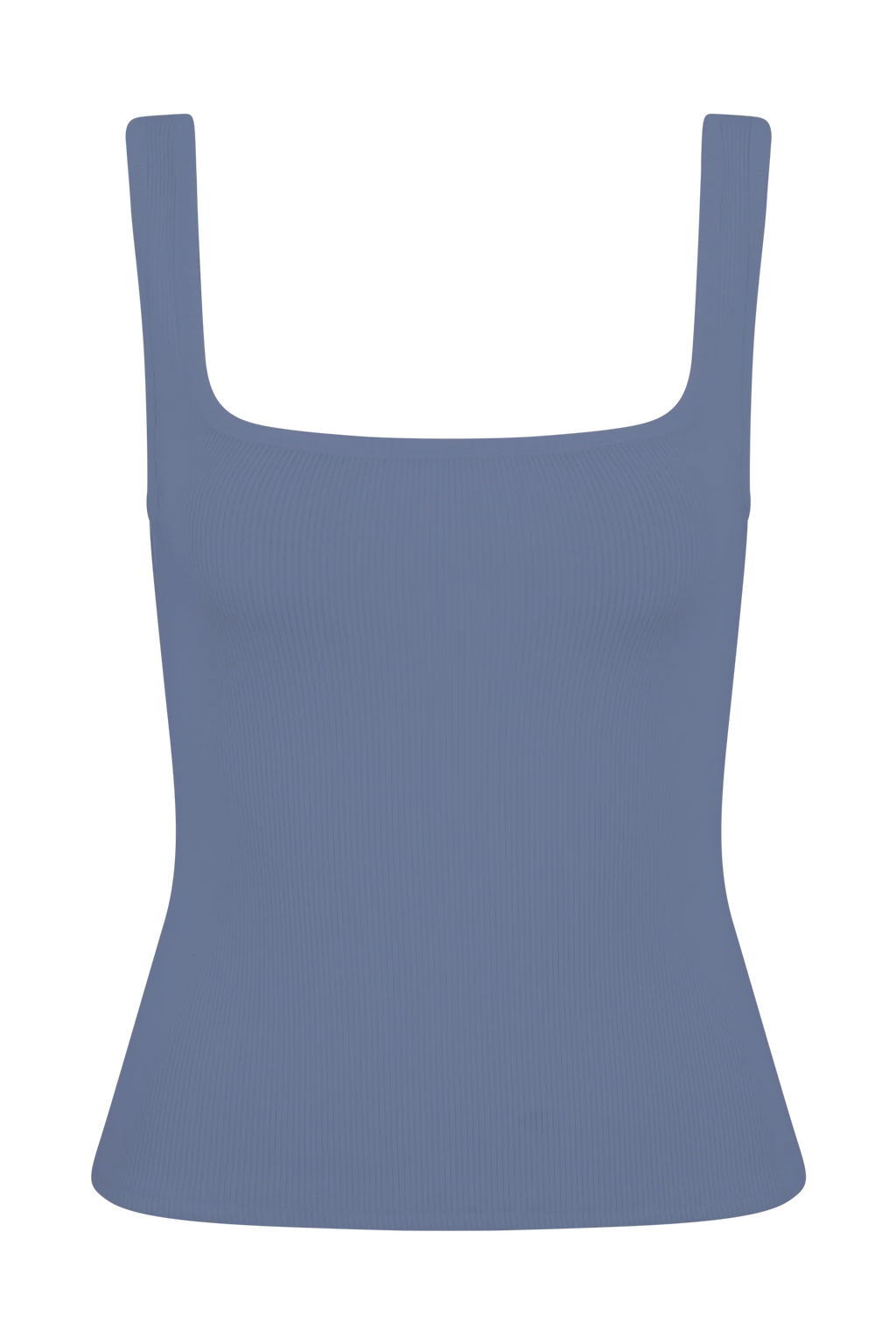 Aisling Ribbed Square Neck Sleeveless Top - Cornflower Blue