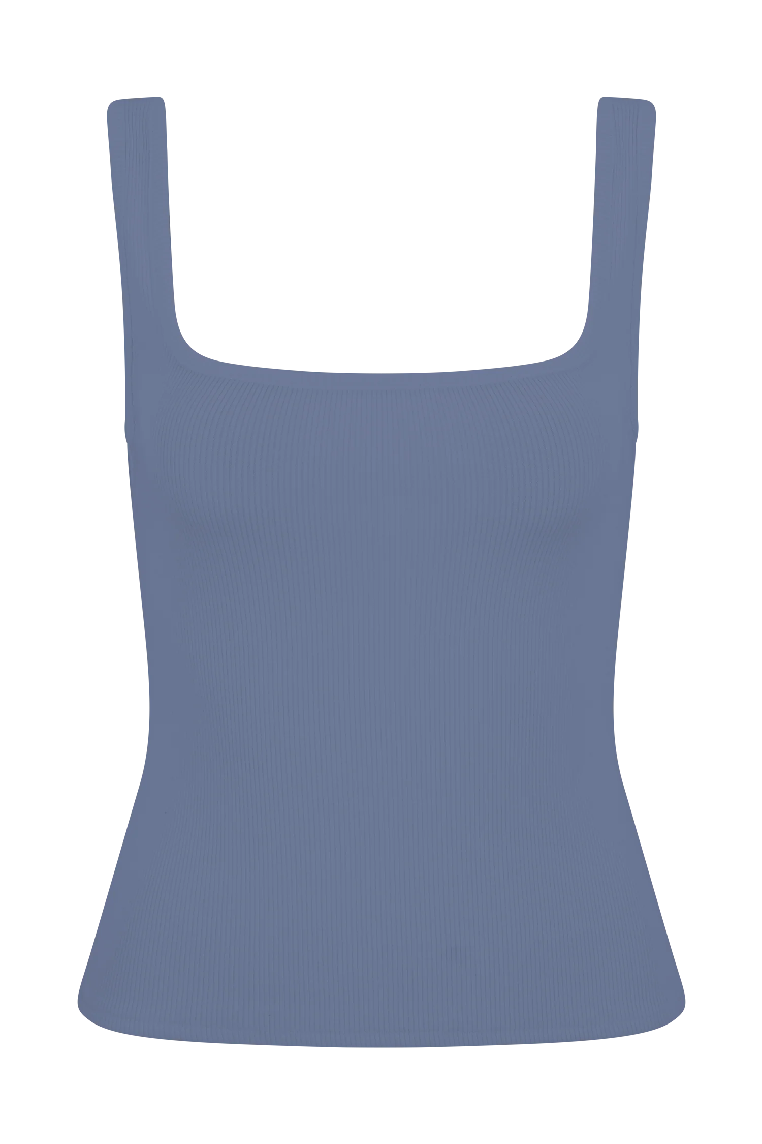 Aisling Ribbed Square Neck Sleeveless Top - Cornflower Blue