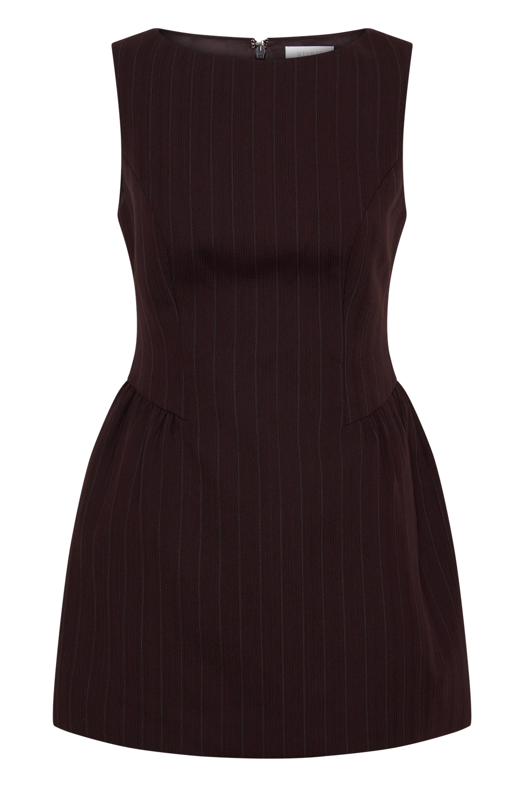 Hallie Boat Neck Mini Dress - Plum Pinstripe