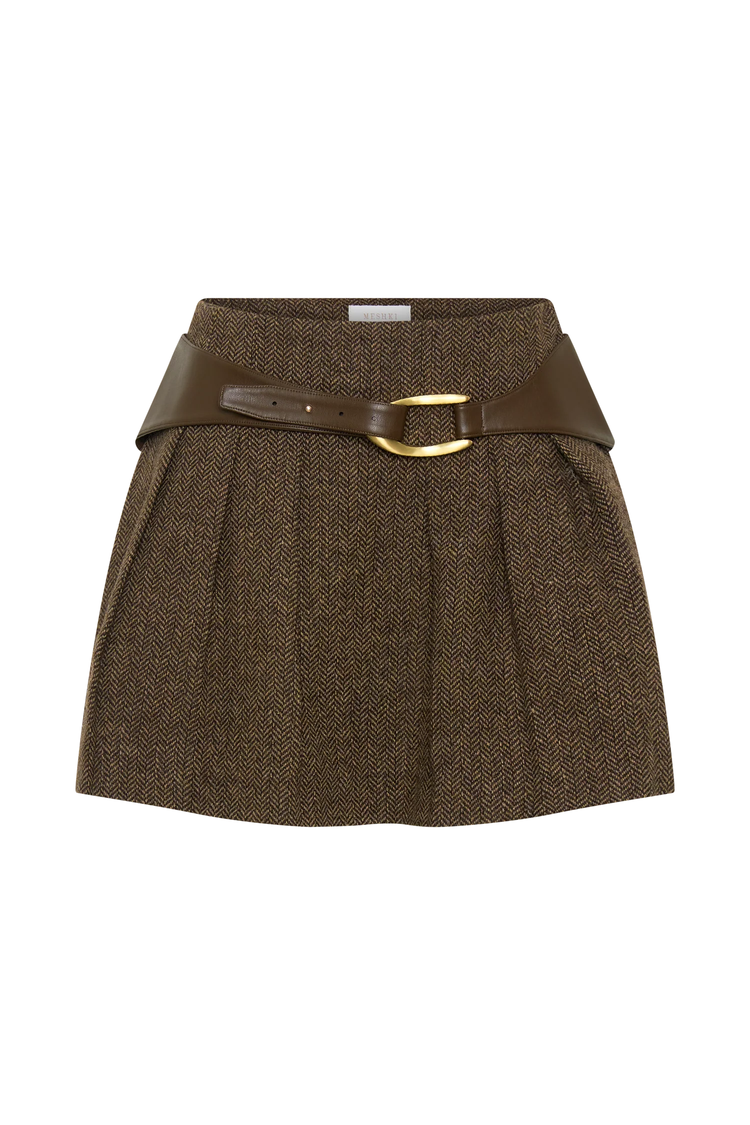 Romy Mini Skirt With Hardware - Herringbone