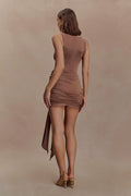 Sinead Slinky Mini Dress With Hardware - Mocha