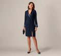 Long Sleeve Tuxedo Stretch Midi Dress In Midnight