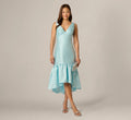 High Low Ruffle Midi Dress In Clear Sky