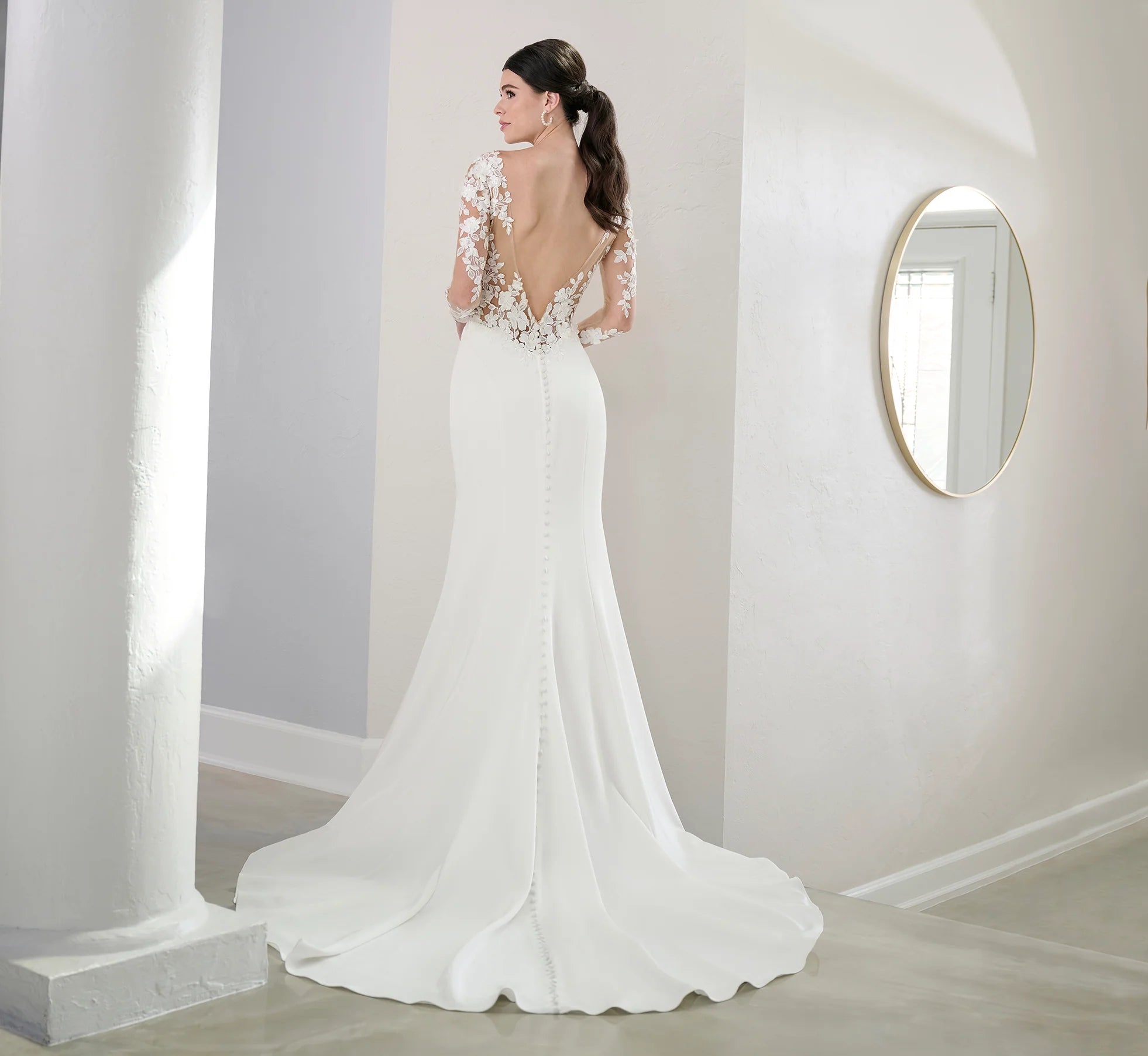 Stretch Matte Charmeuse Gown In Ivory Nude