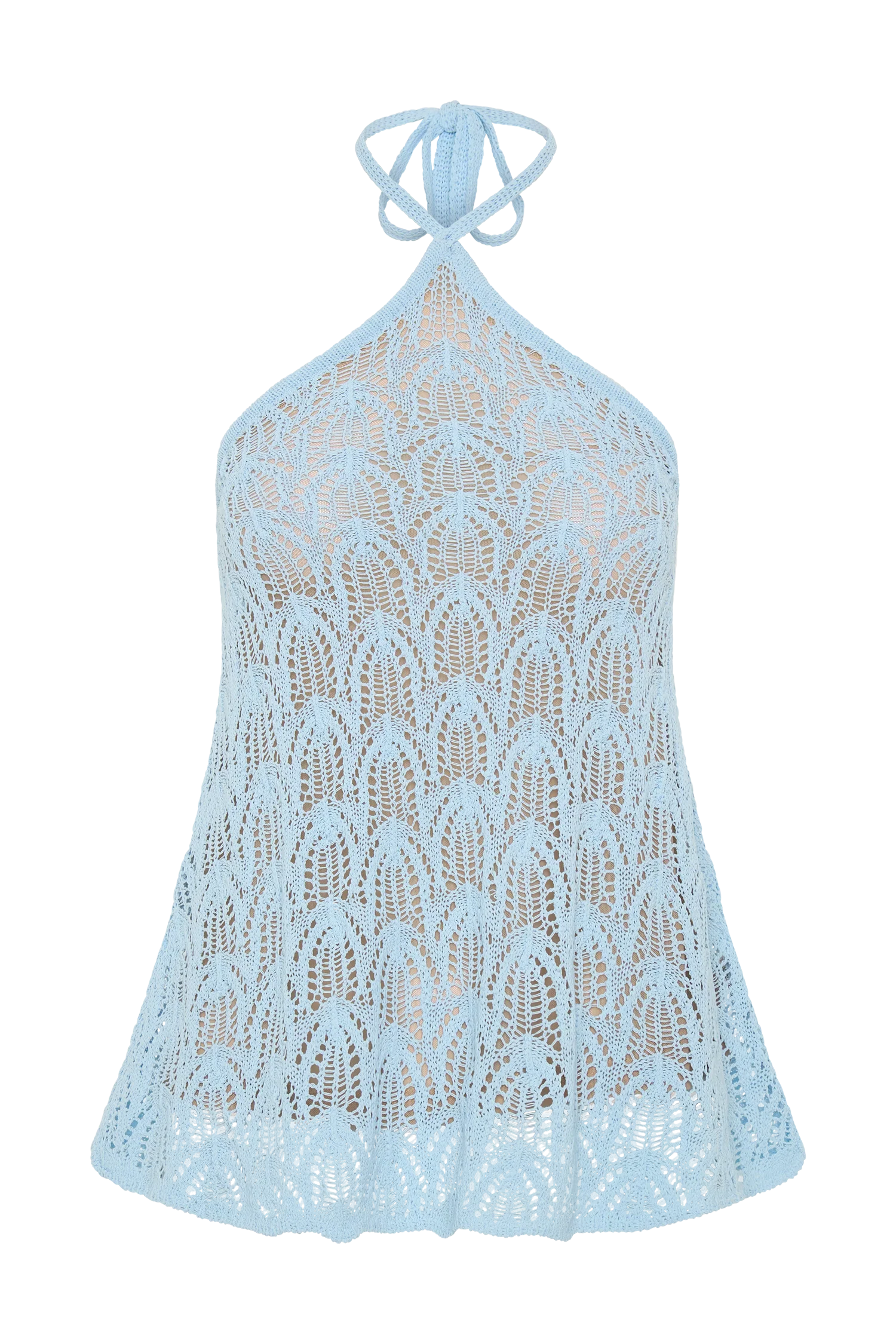 Corey Crochet Halter Neck Top - Light Blue