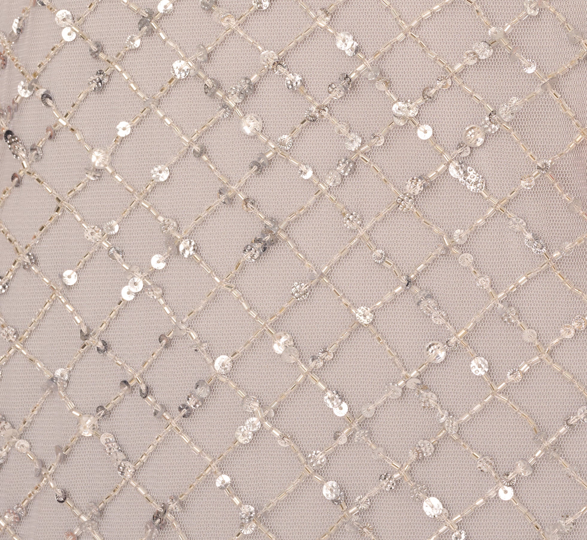 Short Sleeve Diamond Beaded Cowl Gown In Crystal Silver